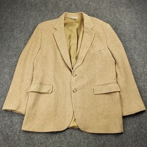 Vintage Charles Klein Wool Herringbone Blazer Jacket 46L Beige Tan Sport Coat